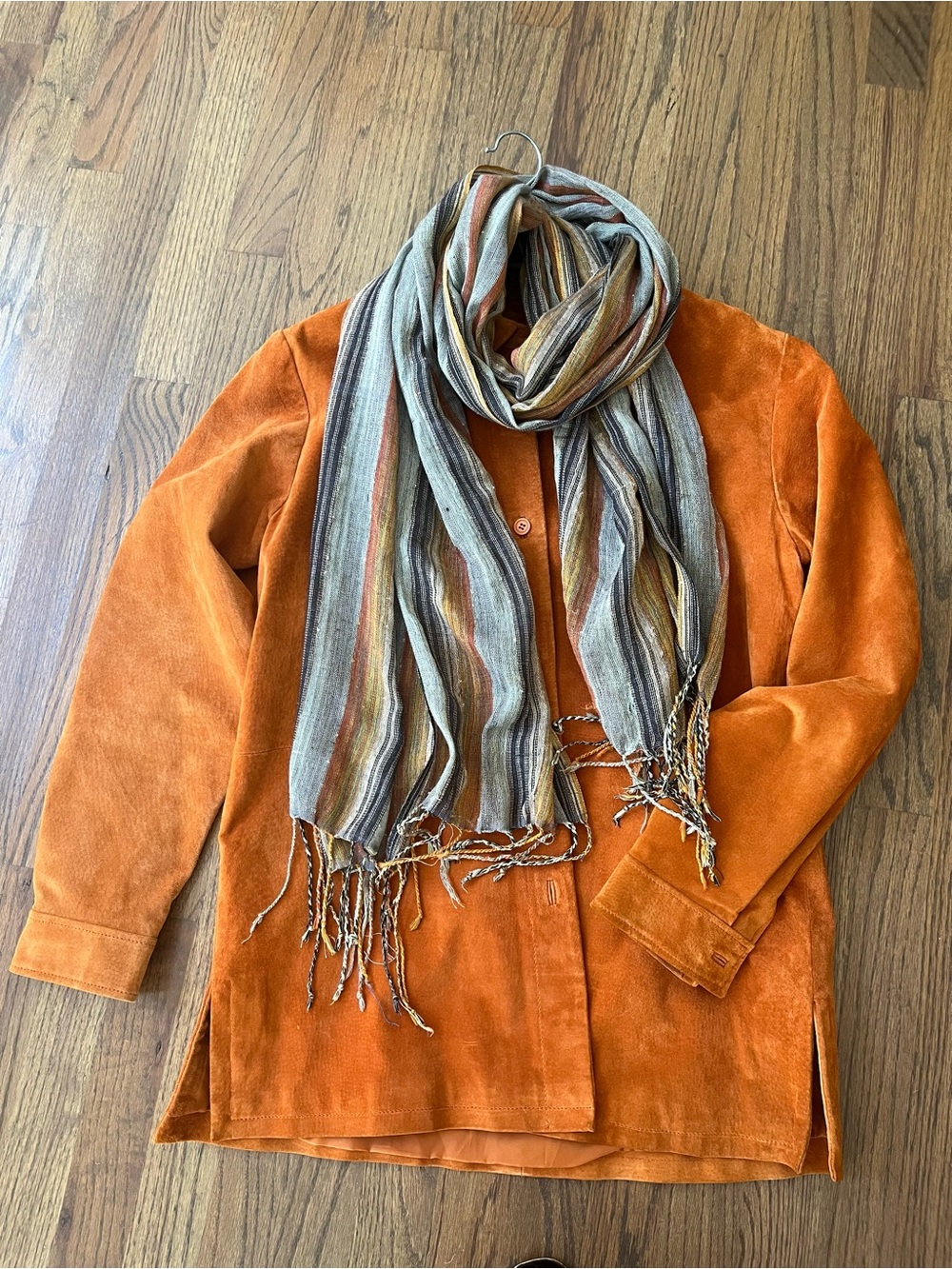 Jessica Holbrook Women's Rust Orange Suede Button-Down Shirt Jacket Size M